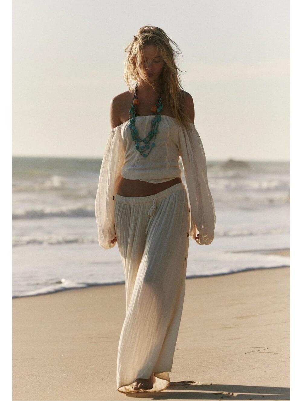 Jen's Pirate Booty Sea Gate Top In Natural - Off-Shoulder Cotton Gauze Top Ivory - Picture 11 of 12